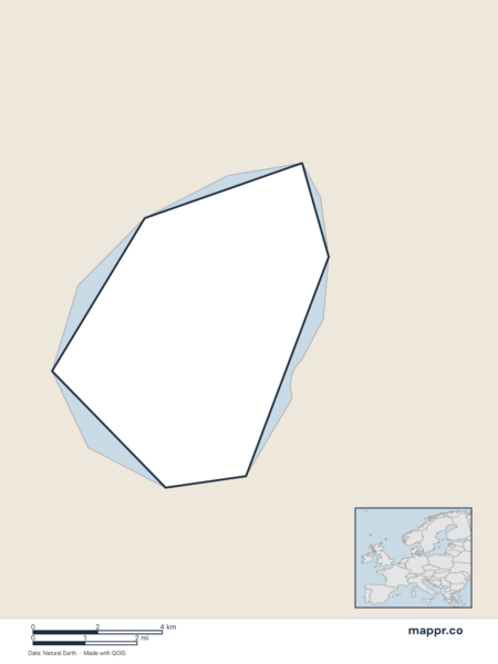 Blank political map of San Marino showing its international borders without labels.
