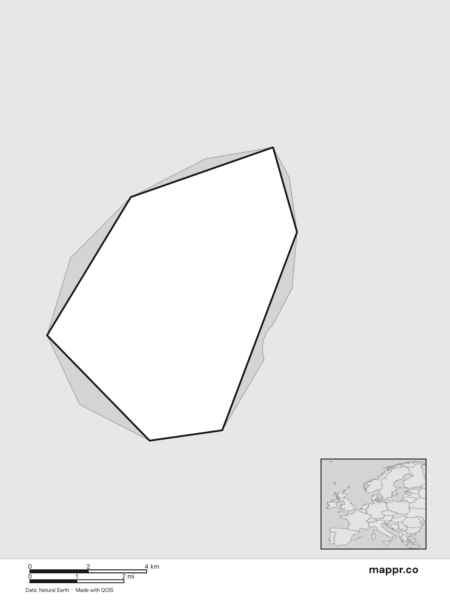 Blank political map of San Marino showing its international borders without labels (black and white).