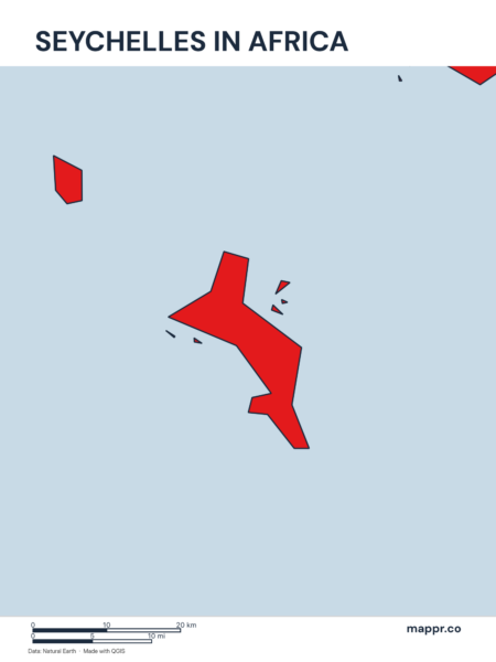 A map highlighting Seychelles's location on the african continent.