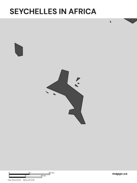 A map highlighting Seychelles's location on the african continent (black and white).
