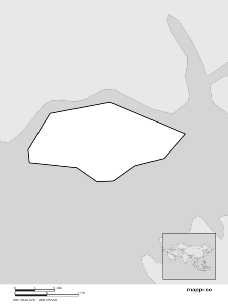 Blank political map of Singapore showing its international borders without labels (black and white).