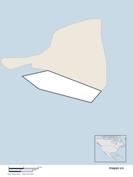 Blank political map of Sint Maarten showing its international borders without labels.