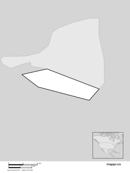 Blank political map of Sint Maarten showing its international borders without labels (black and white).