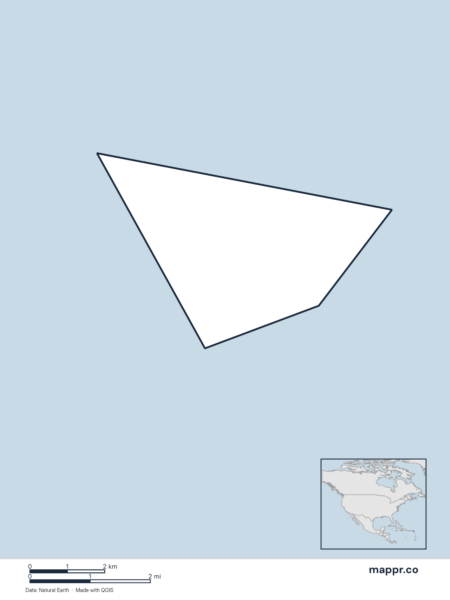 Blank political map of Saint Barthélemy showing its international borders without labels.