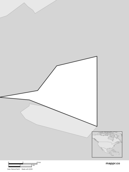 Blank political map of Saint Martin showing its international borders without labels (black and white).