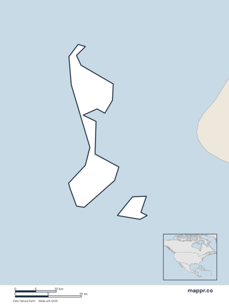 Blank political map of Saint Pierre and Miquelon showing its international borders without labels.