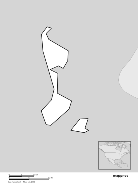 Blank political map of Saint Pierre and Miquelon showing its international borders without labels (black and white).