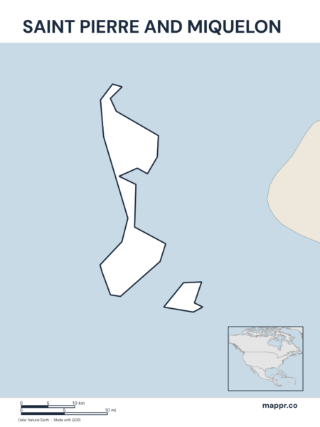 Outline map of Saint Pierre and Miquelon with detailed country borders.