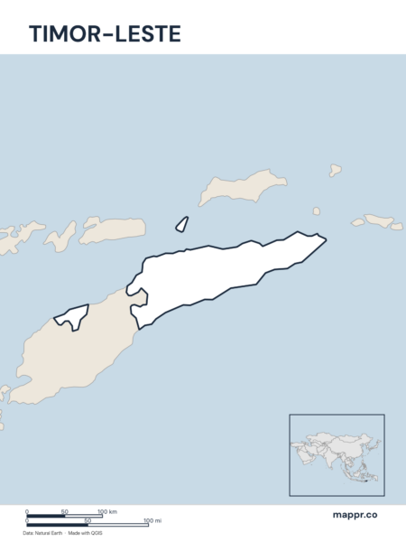 Outline map of Timor-Leste with detailed country borders.