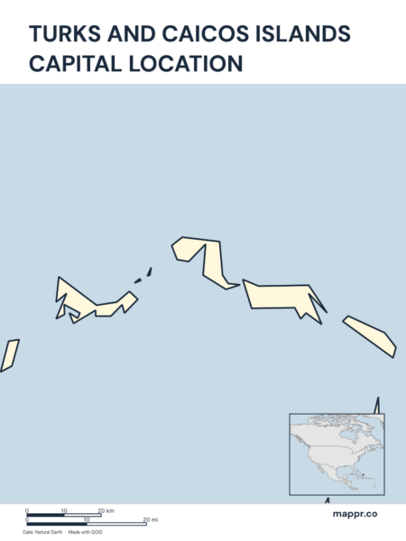 Detailed map pinpointing Cockburn Town, the capital of Turks and Caicos Islands.