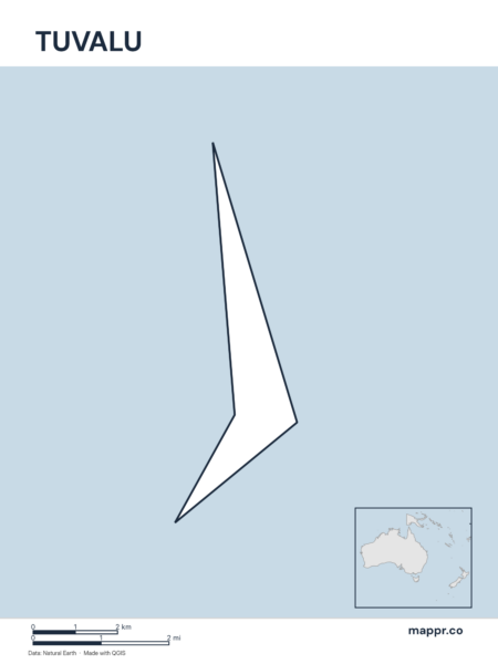 Outline map of Tuvalu with detailed country borders.