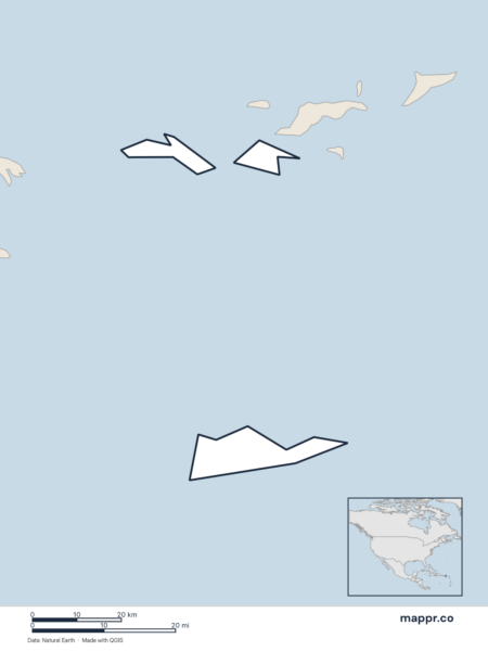 Blank political map of U.S. Virgin Islands showing its international borders without labels.