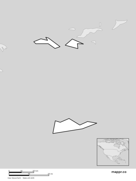 Blank political map of U.S. Virgin Islands showing its international borders without labels (black and white).