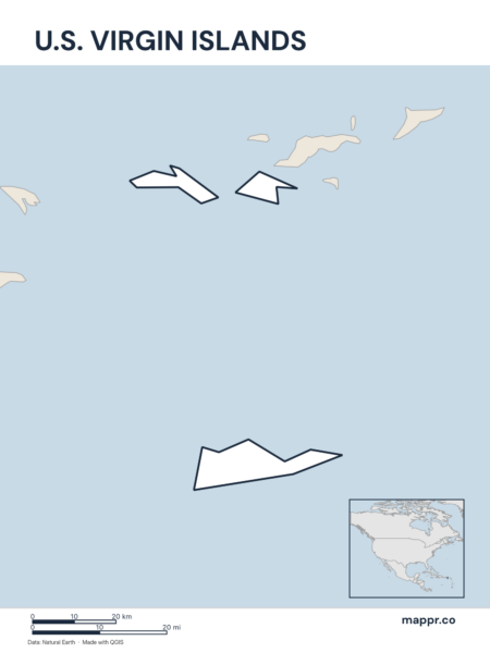 Outline map of U.S. Virgin Islands with detailed country borders.