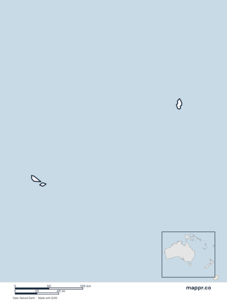 Blank political map of Wallis and Futuna showing its international borders without labels.