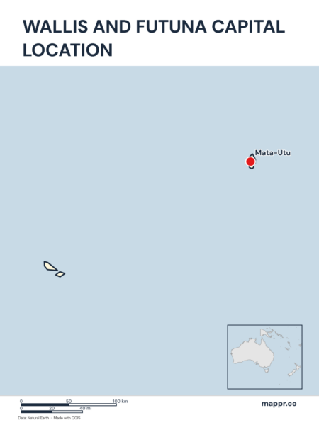 Detailed map pinpointing Mata-Utu, the capital of Wallis and Futuna.