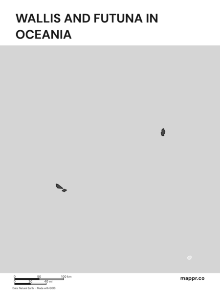 A map highlighting Wallis and Futuna's location on the oceanian continent (black and white).